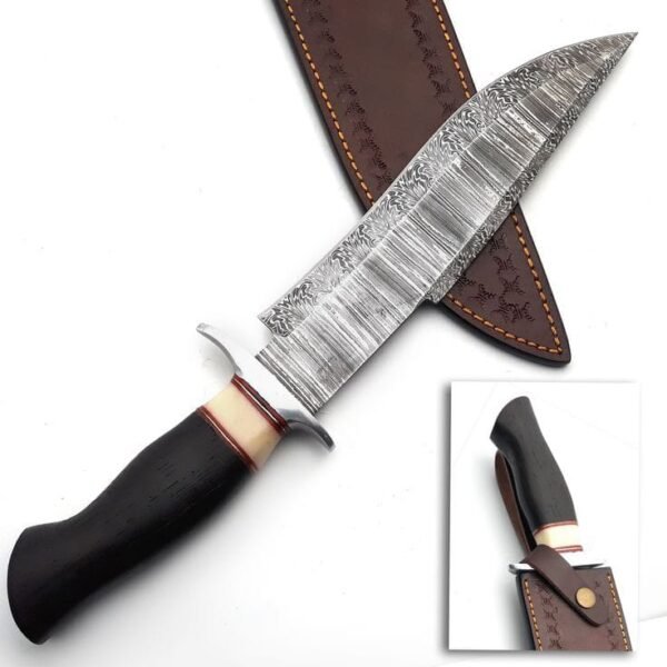 Handcrafted Damascus Steel Dagger Knife with Leather Sheath