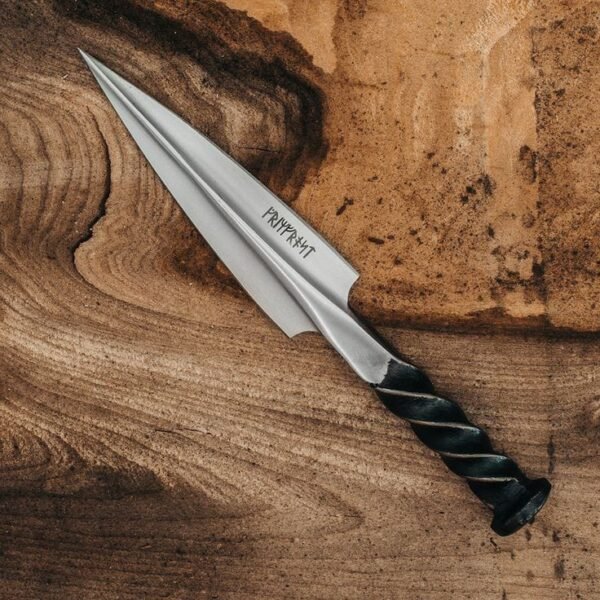 SEO Page Title Handmade Forged High-Carbon Steel Viking Spear Dagger with Twisted Handle & Runic Inscriptions