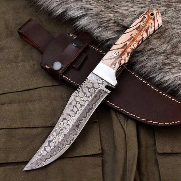 Handmade Damascus Steel Hunting Knife | Custom Fixed Blade