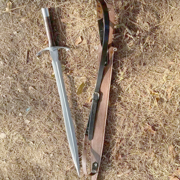 Handmade Medieval Sword Hilt | Carved Rosewood & Steel Pommel