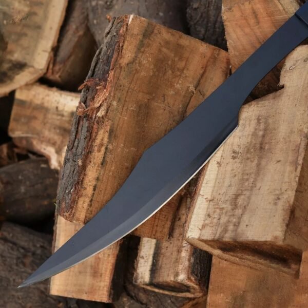 Handmade Tactical Spartan Sword | Matte Black Steel Kopis Blade