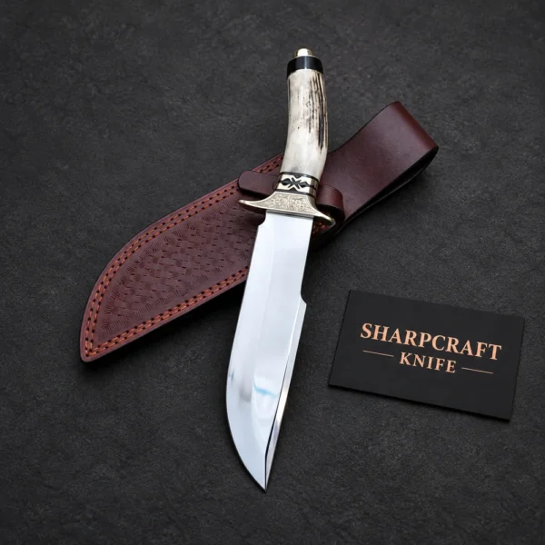 Antler Style Handle Knife with Decorative Guard — product view 1