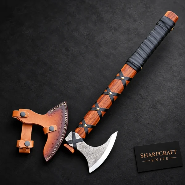 Bearded Axe with Cross Wrapped Wood Handle — product view 1