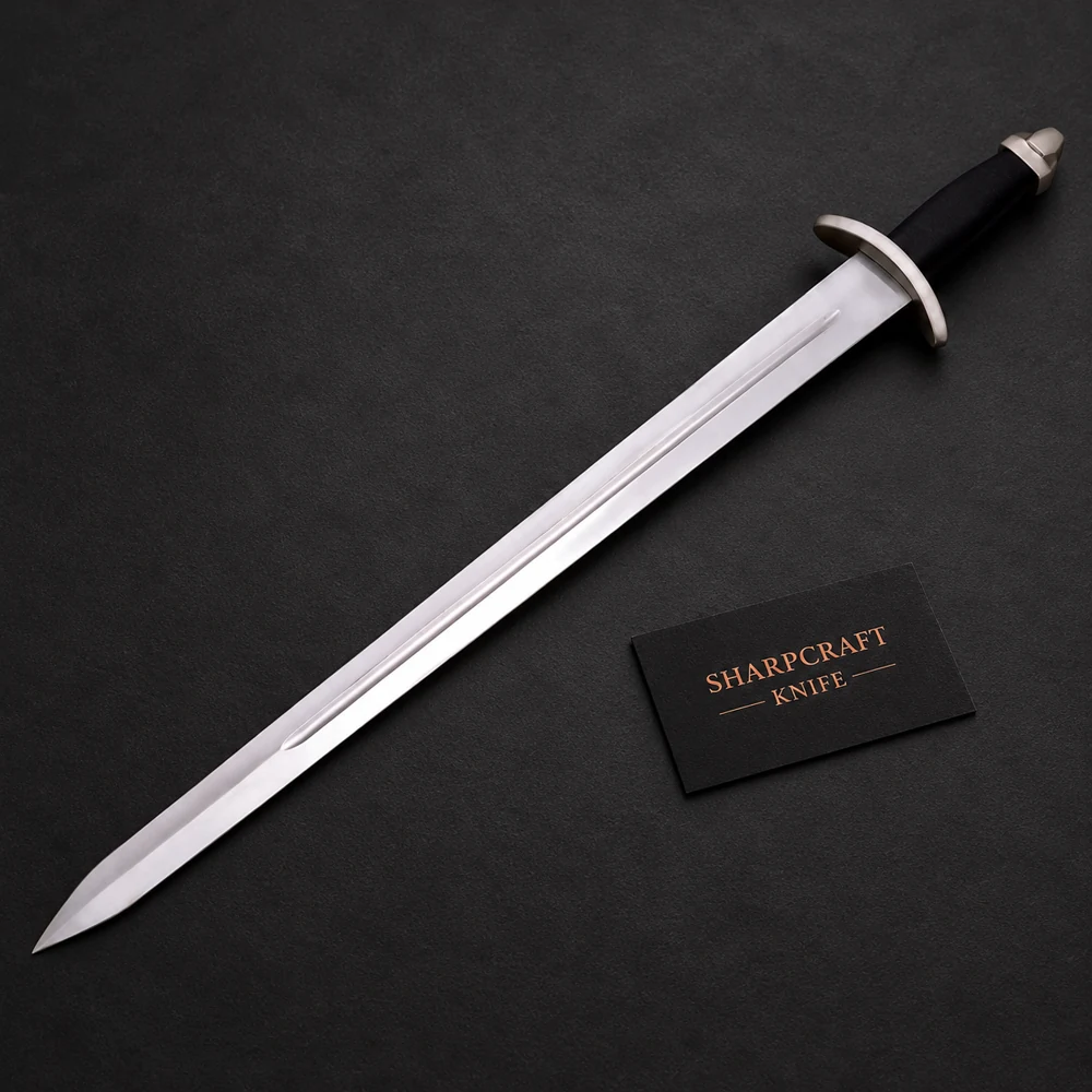Broad Blade Sword with Dark Grip — view 1 Broad Blade Sword with Dark Grip — branded product view 1