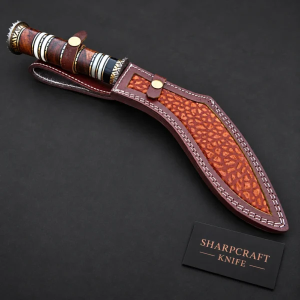 Damascus Kukri with Banded Round Handle — branded product view 1