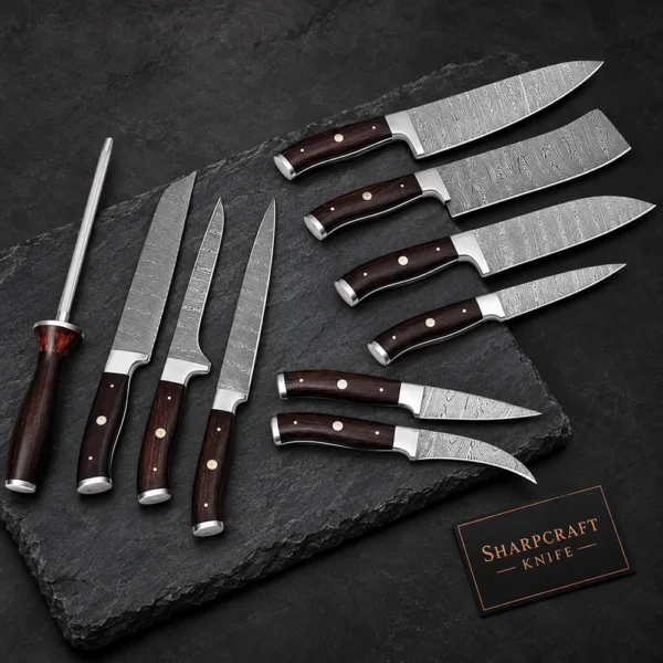 Dark Wood Handle Kitchen Knife Collection — product view 1