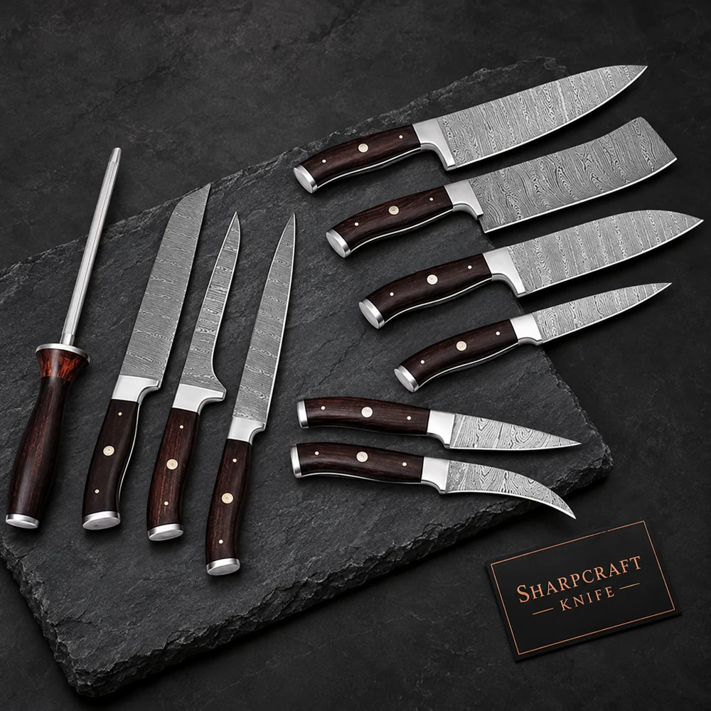 Dark Wood Handle Kitchen Knife Collection — product view 1