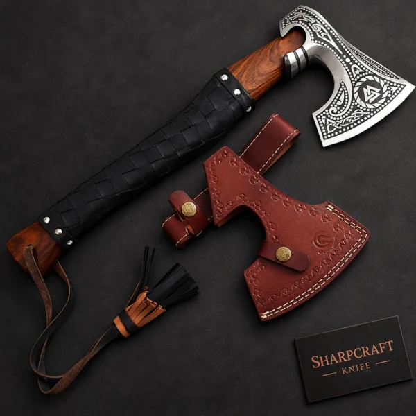 Engraved Hatchet with Dark Wrapped Handle — product view 1
