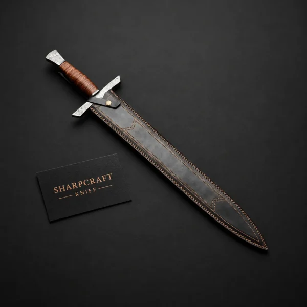 Patterned Sword with Brown Wrapped Grip — branded product view 1