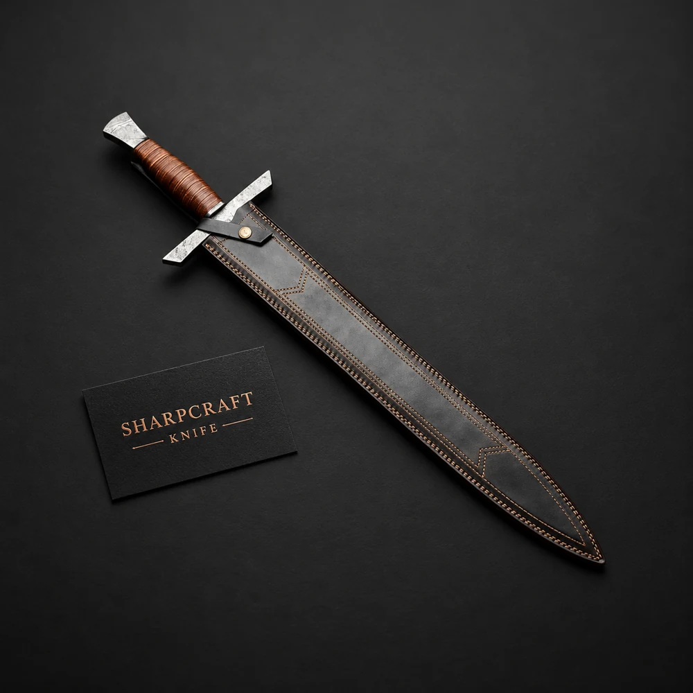 Patterned Sword with Brown Wrapped Grip — branded product view 1