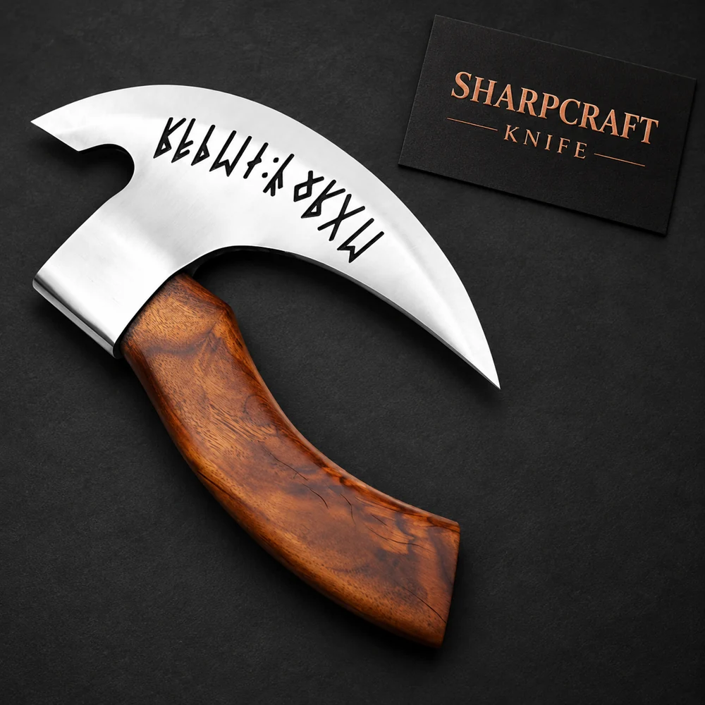 Runic Style Pizza Cutter with Wood Handle — product view 1