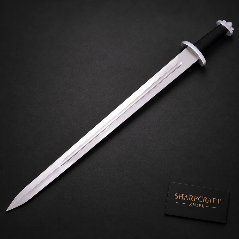 Straight Blade Sword with Flared Guard — view 1 Straight Blade Sword with Flared Guard — product view 1