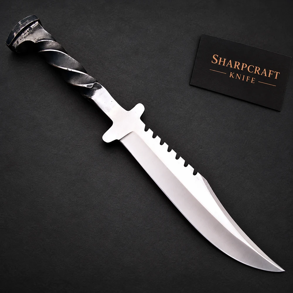 Twisted Handle Curved Notched Knife — product view 1