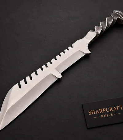 Twisted Handle Notched Blade Knife — product view 1