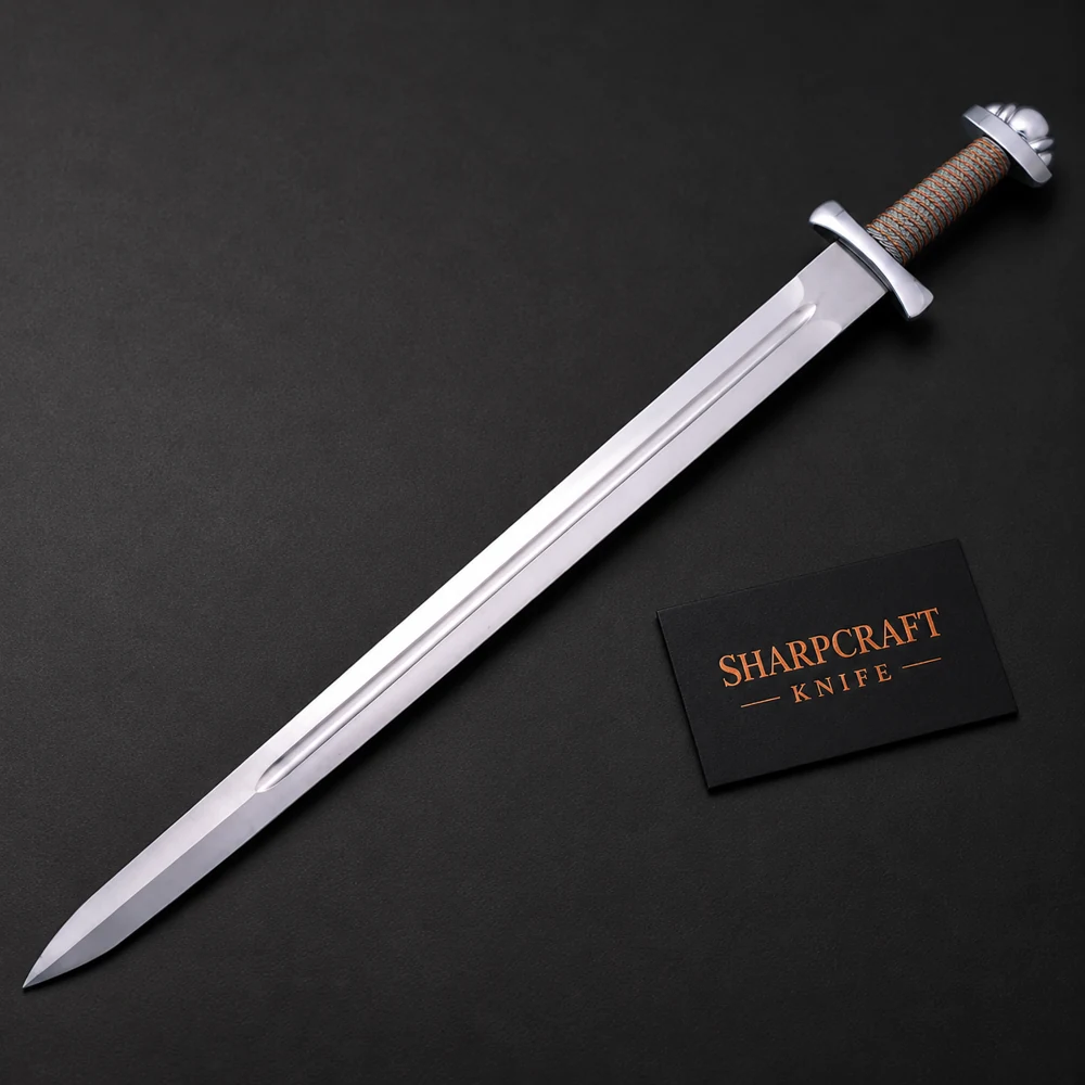 Viking Style Sword with Braided Grip — view 1 Viking Style Sword with Braided Grip — branded product view 1